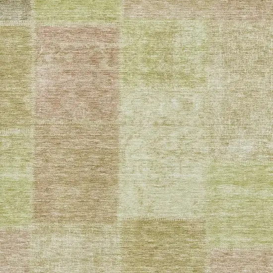 Artichoke Green And Khaki Patchwork Washable Area Rug With UV Protection Photo 7