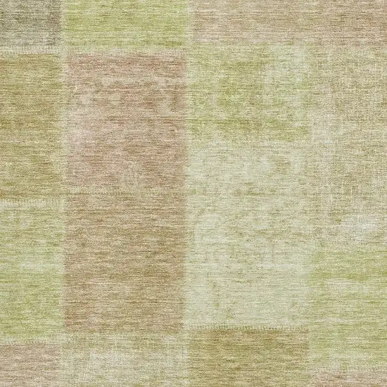 Artichoke Green And Khaki Patchwork Washable Area Rug With UV Protection Photo 9