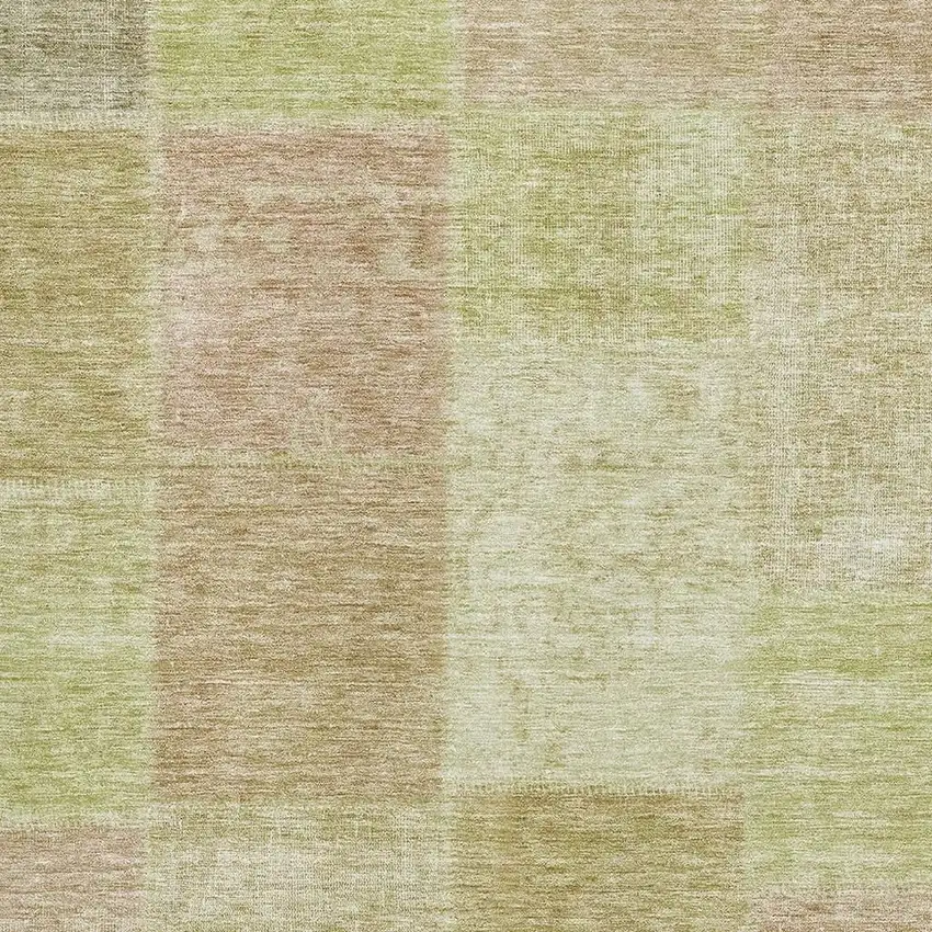 Artichoke Green And Khaki Patchwork Washable Area Rug With UV Protection Photo 9