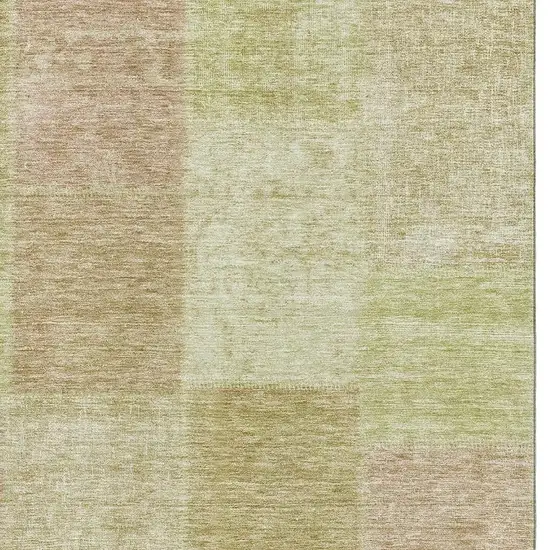 Artichoke Green And Khaki Patchwork Washable Area Rug With UV Protection Photo 8