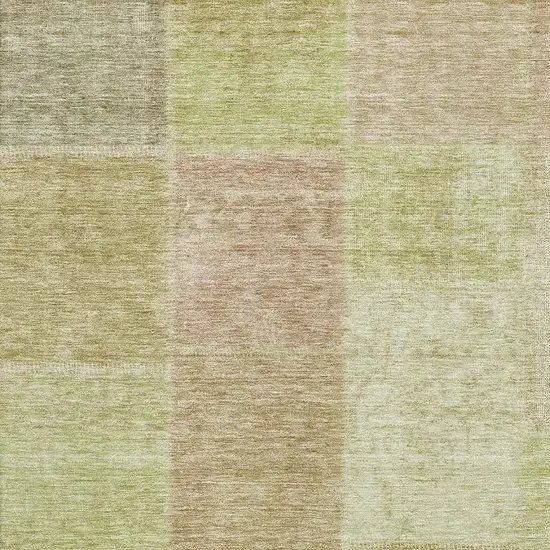 Artichoke Green And Khaki Patchwork Washable Area Rug With UV Protection Photo 4