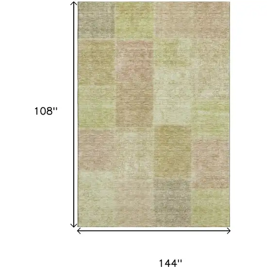 Artichoke Green And Khaki Patchwork Washable Area Rug With UV Protection Photo 3