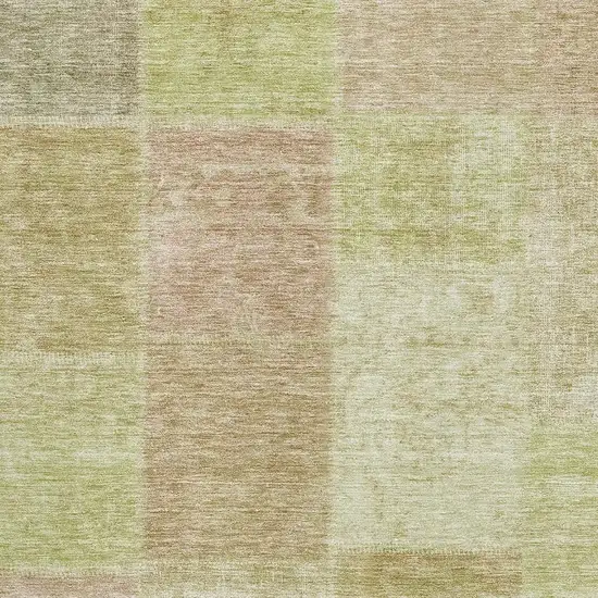 Artichoke Green And Khaki Patchwork Washable Area Rug With UV Protection Photo 4