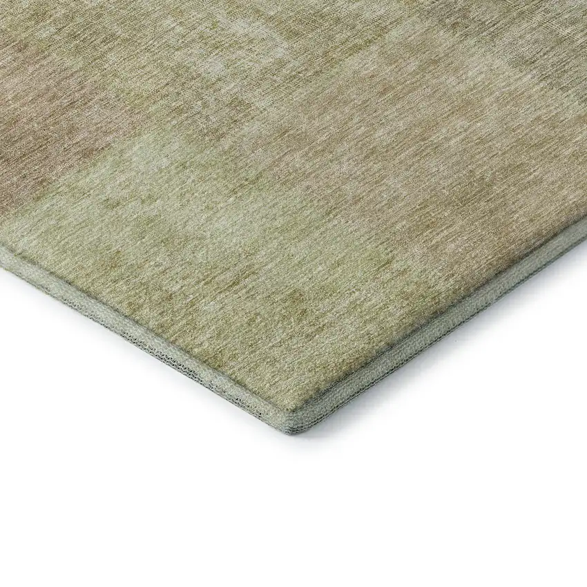 Artichoke Green And Khaki Patchwork Washable Area Rug With UV Protection Photo 8