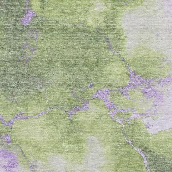 Artichoke Green And Lavender Abstract Washable Area Rug With UV Protection Photo 2