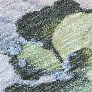 Photo of Artichoke Green And Lavender Abstract Washable Indoor Outdoor Area Rug