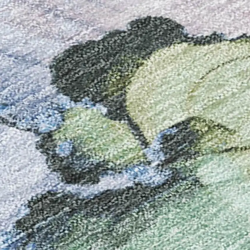 Artichoke Green And Lavender Abstract Washable Indoor Outdoor Area Rug Photo 4