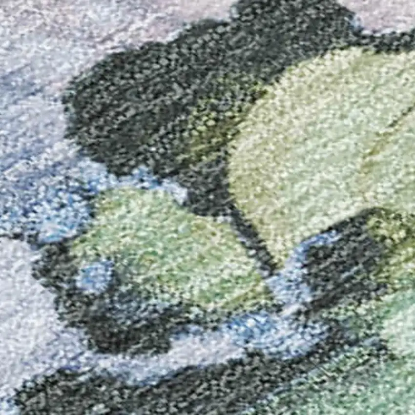 Artichoke Green And Lavender Abstract Washable Indoor Outdoor Area Rug Photo 3