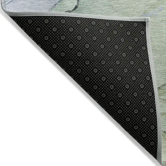 Artichoke Green And Lavender Abstract Washable Indoor Outdoor Area Rug Photo 9