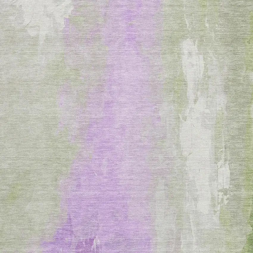 Artichoke Green And Lavender Abstract Washable Indoor Outdoor Area Rug Photo 3