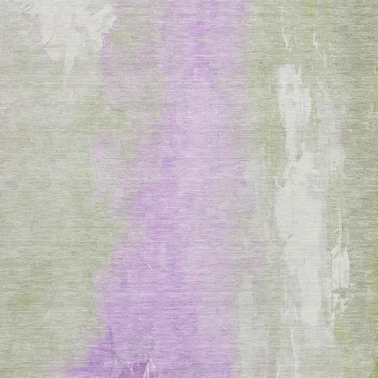 Artichoke Green And Lavender Abstract Washable Indoor Outdoor Area Rug Photo 3
