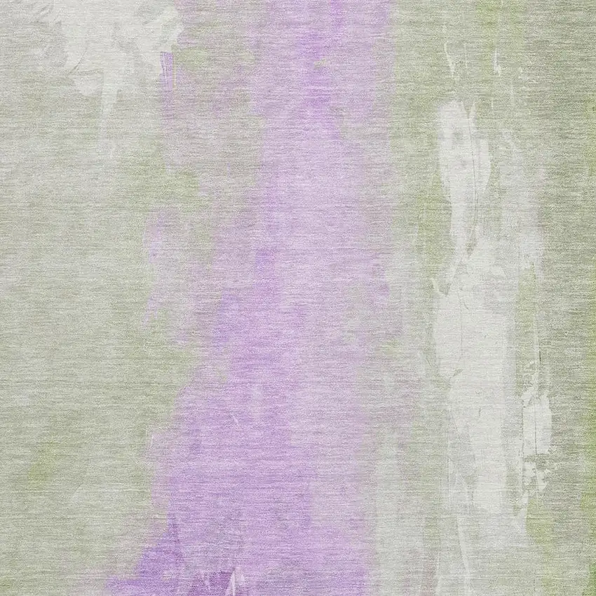 Artichoke Green And Lavender Abstract Washable Indoor Outdoor Area Rug Photo 3
