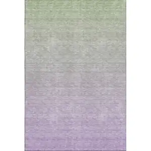 Photo of Artichoke Green And Lavender Ombre Washable Area Rug With UV Protection