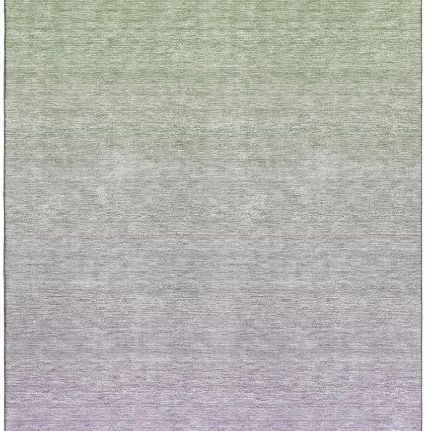Artichoke Green And Lavender Ombre Washable Area Rug With UV Protection Photo 4