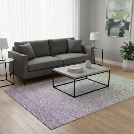 Artichoke Green And Lavender Ombre Washable Area Rug With UV Protection Photo 2
