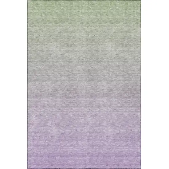 Artichoke Green And Lavender Ombre Washable Area Rug With UV Protection Photo 4