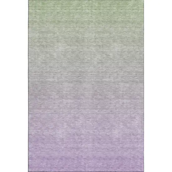 Artichoke Green And Lavender Ombre Washable Area Rug With UV Protection Photo 1