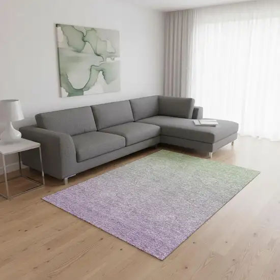 Artichoke Green And Lavender Ombre Washable Area Rug With UV Protection Photo 2