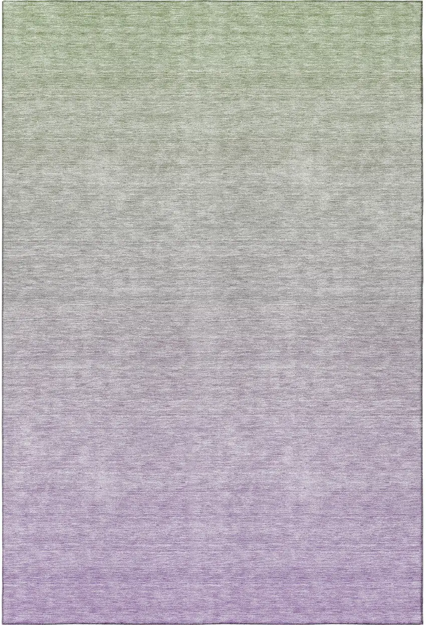 Artichoke Green And Lavender Ombre Washable Area Rug With UV Protection Photo 3