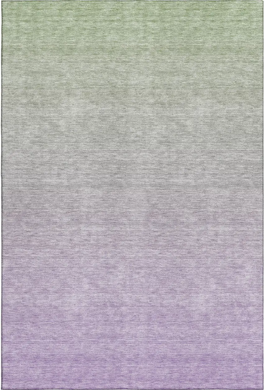 Artichoke Green And Lavender Ombre Washable Area Rug With UV Protection Photo 1
