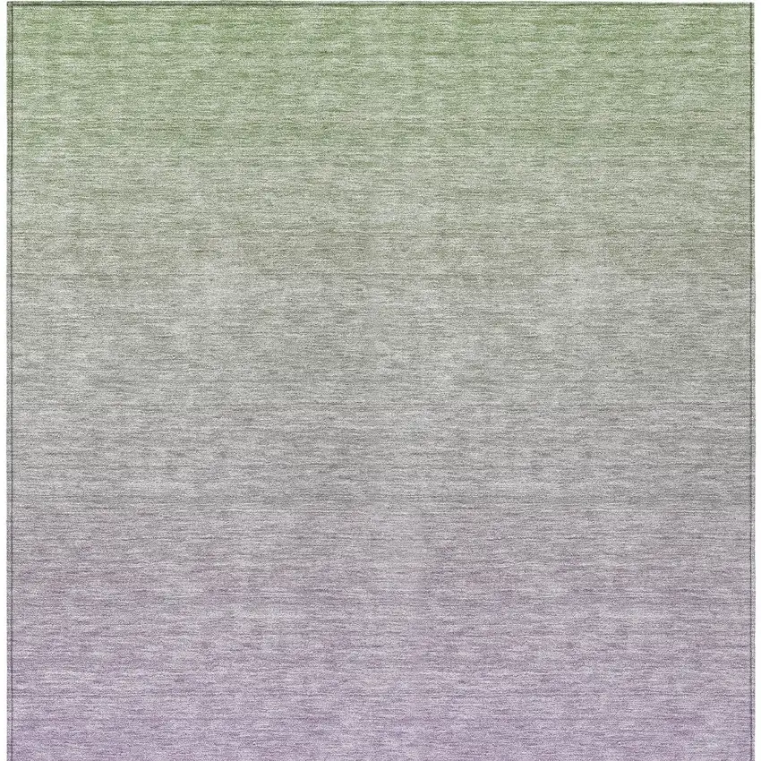 Artichoke Green And Lavender Ombre Washable Indoor Outdoor Area Rug Photo 6