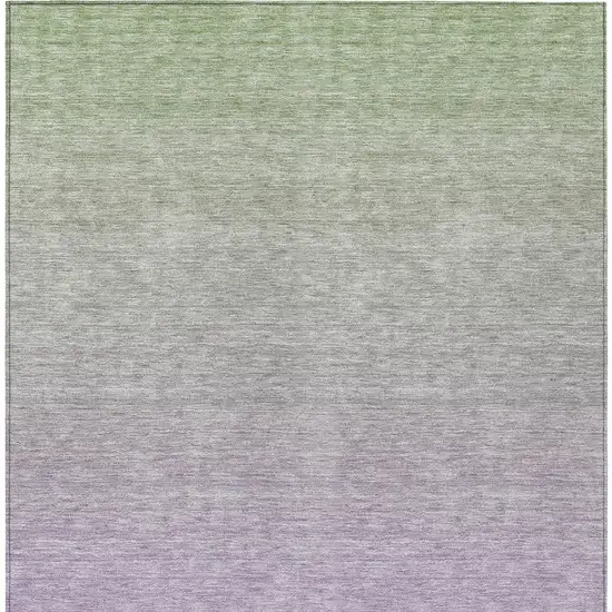 Artichoke Green And Lavender Ombre Washable Indoor Outdoor Area Rug Photo 6