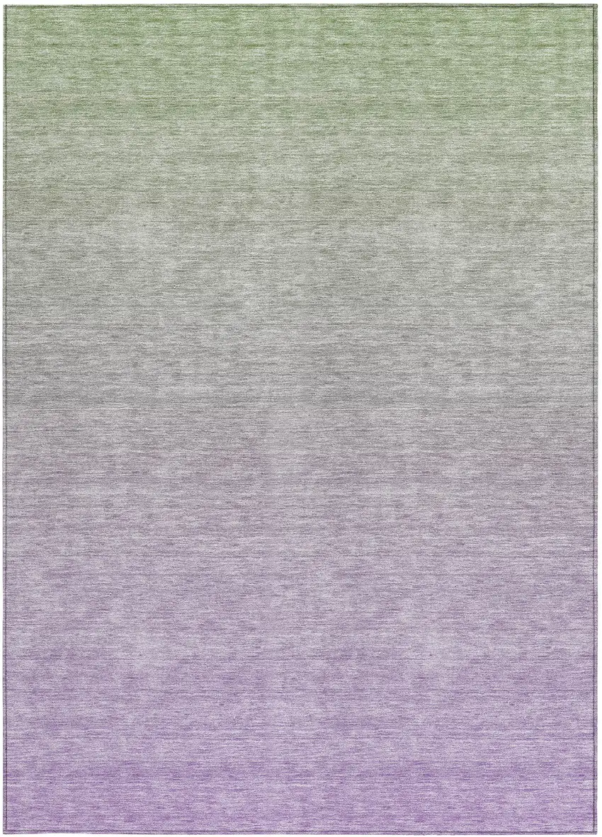 Artichoke Green And Lavender Ombre Washable Indoor Outdoor Area Rug Photo 7