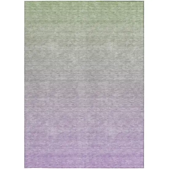 Artichoke Green And Lavender Ombre Washable Indoor Outdoor Area Rug Photo 7