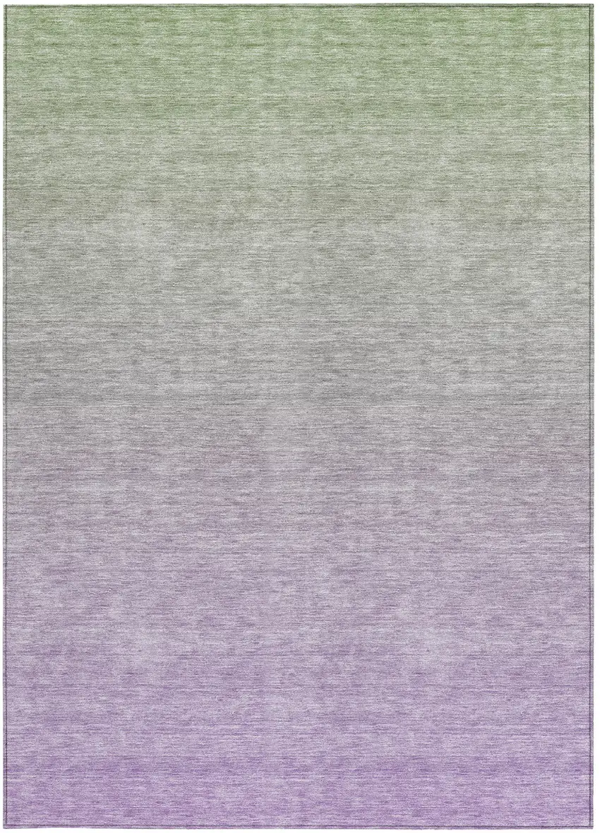 Artichoke Green And Lavender Ombre Washable Indoor Outdoor Area Rug Photo 7