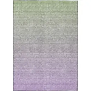 Photo of Artichoke Green And Lavender Ombre Washable Indoor Outdoor Area Rug