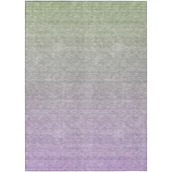 Artichoke Green And Lavender Ombre Washable Indoor Outdoor Area Rug Photo 2