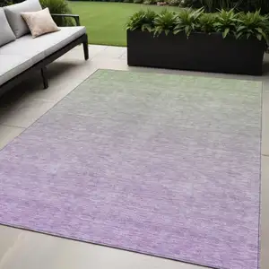 Photo of Artichoke Green And Lavender Ombre Washable Indoor Outdoor Area Rug