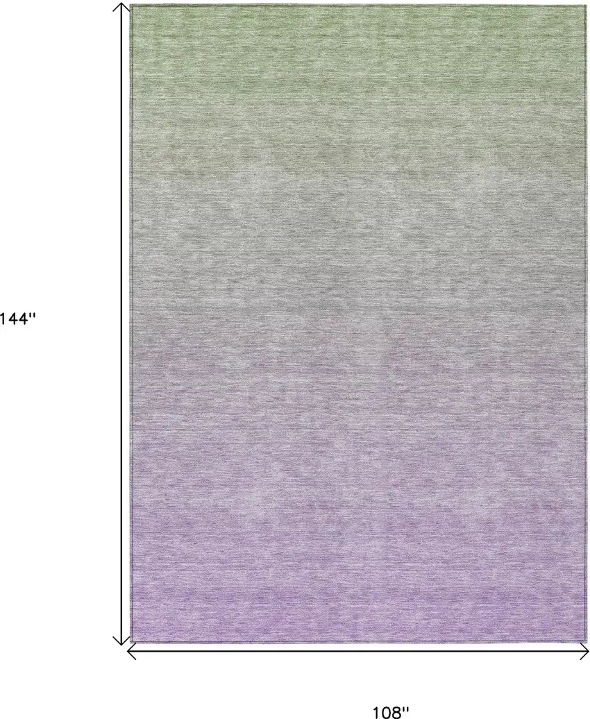 Artichoke Green And Lavender Ombre Washable Indoor Outdoor Area Rug Photo 3