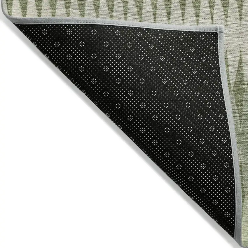 Artichoke Green And Light Green Striped Washable Indoor Outdoor Area Rug Photo 4