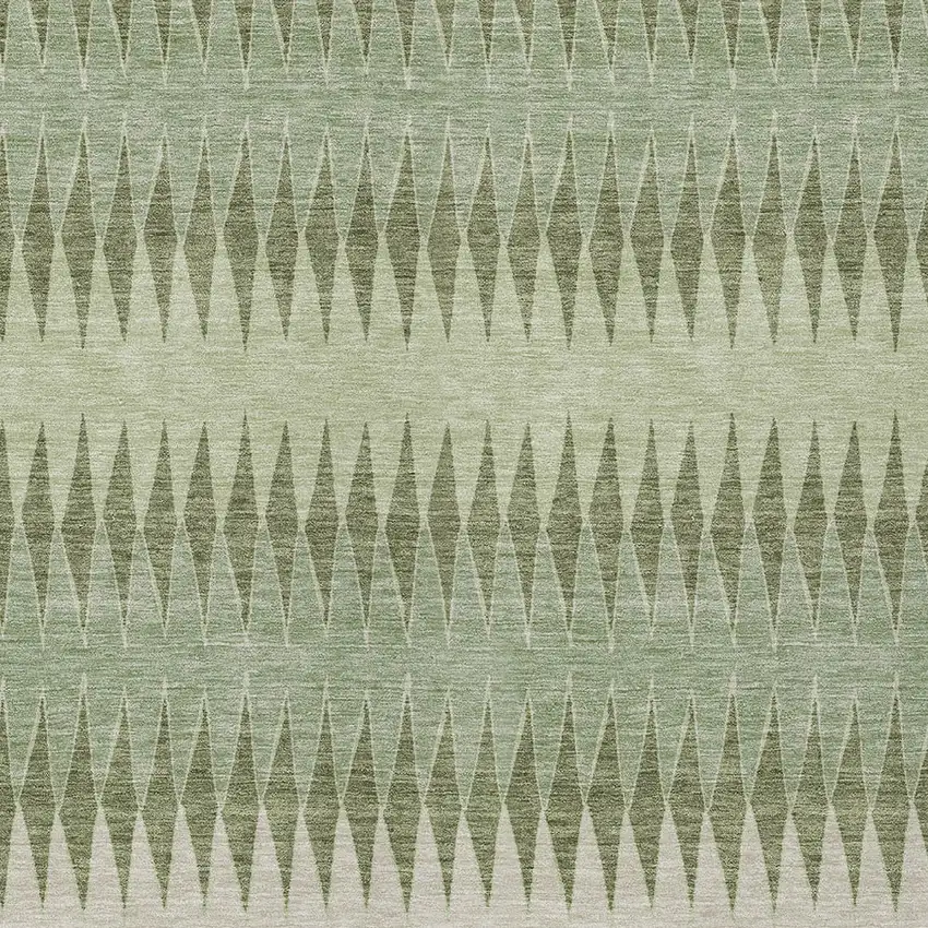 Artichoke Green And Light Green Striped Washable Indoor Outdoor Area Rug Photo 6