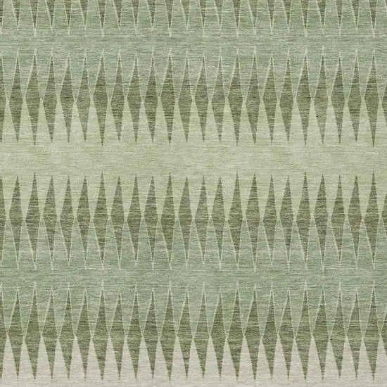 Artichoke Green And Light Green Striped Washable Indoor Outdoor Area Rug Photo 6