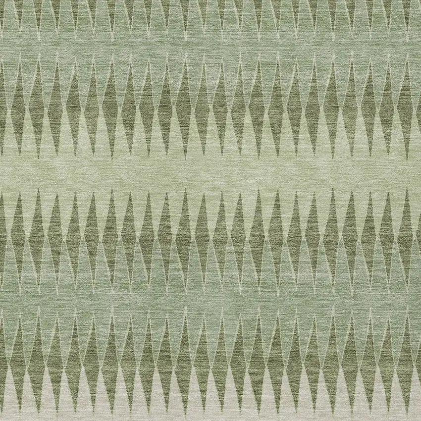Artichoke Green And Light Green Striped Washable Indoor Outdoor Area Rug Photo 6