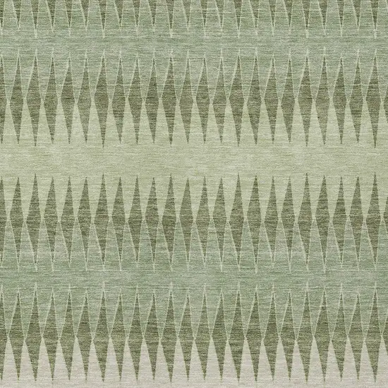 Artichoke Green And Light Green Striped Washable Indoor Outdoor Area Rug Photo 6