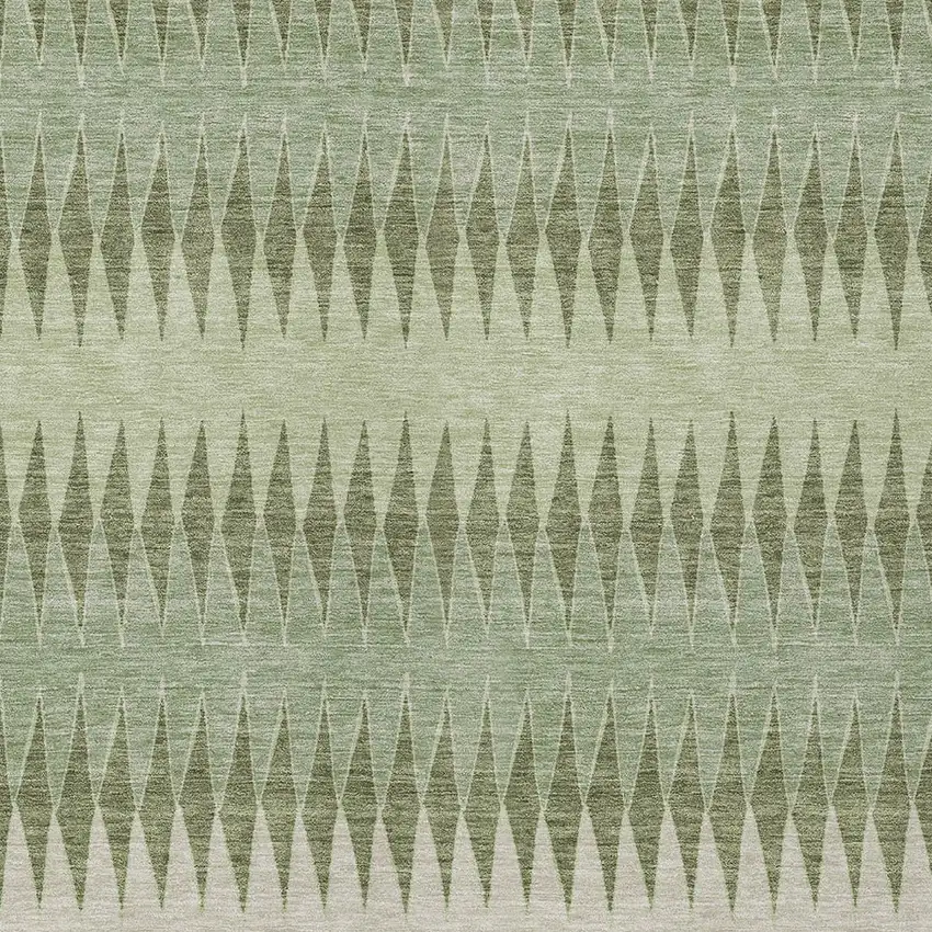 Artichoke Green And Light Green Striped Washable Indoor Outdoor Area Rug Photo 6
