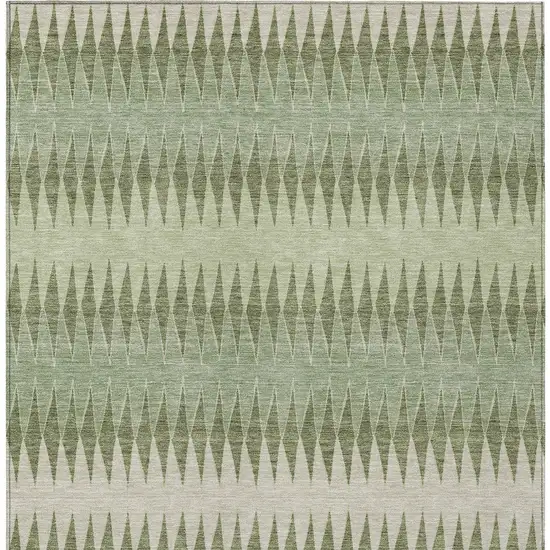 Artichoke Green And Light Green Striped Washable Indoor Outdoor Area Rug Photo 7
