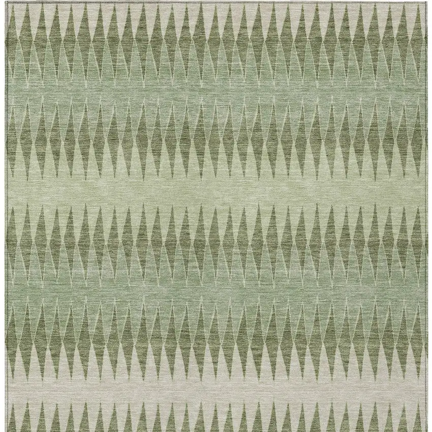 Artichoke Green And Light Green Striped Washable Indoor Outdoor Area Rug Photo 7