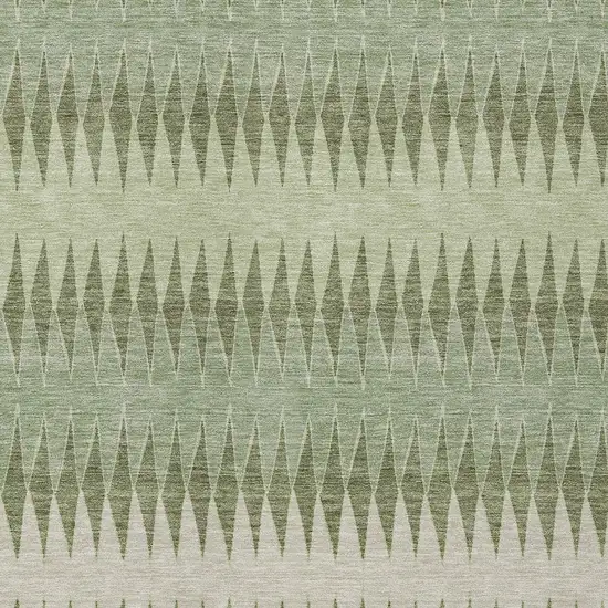 Artichoke Green And Light Green Striped Washable Indoor Outdoor Area Rug Photo 6