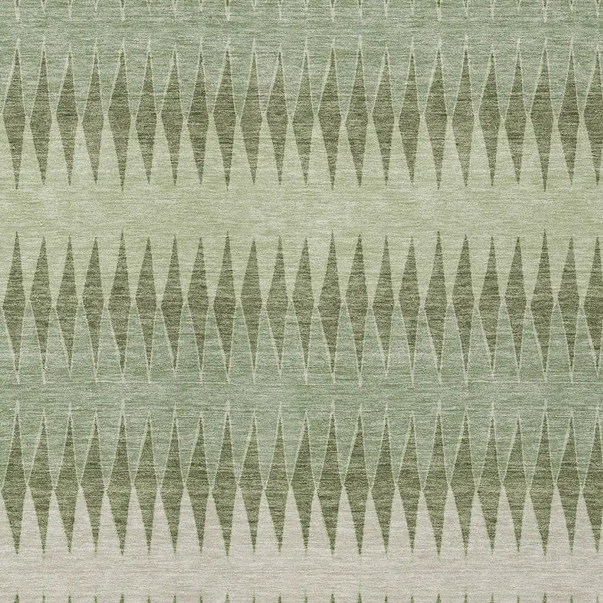 Artichoke Green And Light Green Striped Washable Indoor Outdoor Area Rug Photo 6