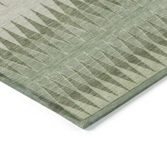 Artichoke Green And Light Green Striped Washable Indoor Outdoor Area Rug Photo 5