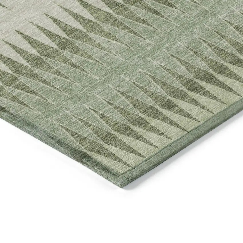 Artichoke Green And Light Green Striped Washable Indoor Outdoor Area Rug Photo 5