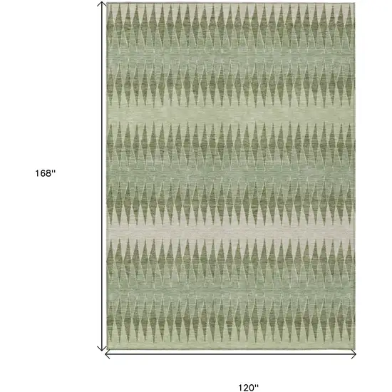 Artichoke Green And Light Green Striped Washable Indoor Outdoor Area Rug Photo 3