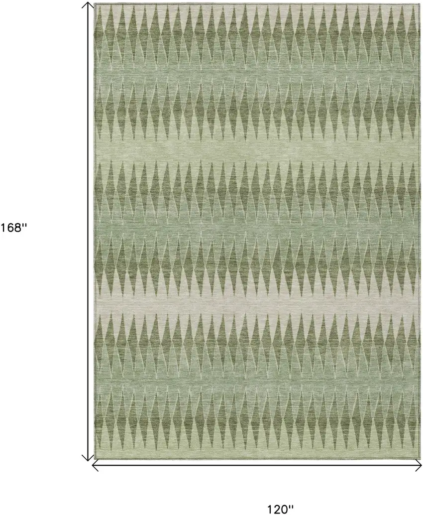 Artichoke Green And Light Green Striped Washable Indoor Outdoor Area Rug Photo 3