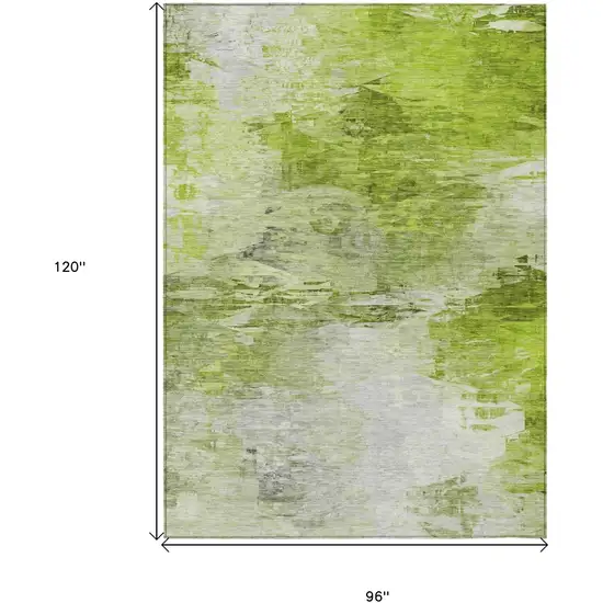 Artichoke Green And Lime Green Abstract Washable Indoor Outdoor Area Rug Photo 3