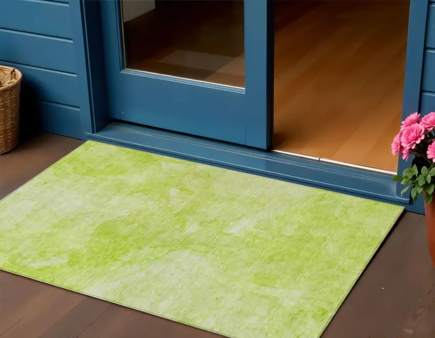Artichoke Green And Lime Green Nautical Washable Indoor Outdoor Area Rug Photo 1