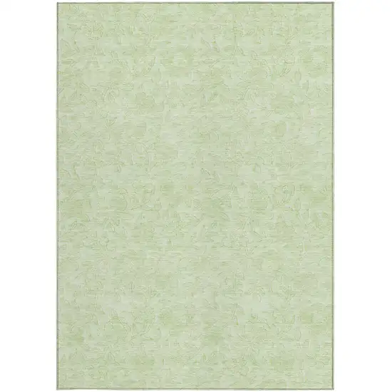 Artichoke Green And Mint Green Floral Washable Indoor Outdoor Area Rug Photo 6